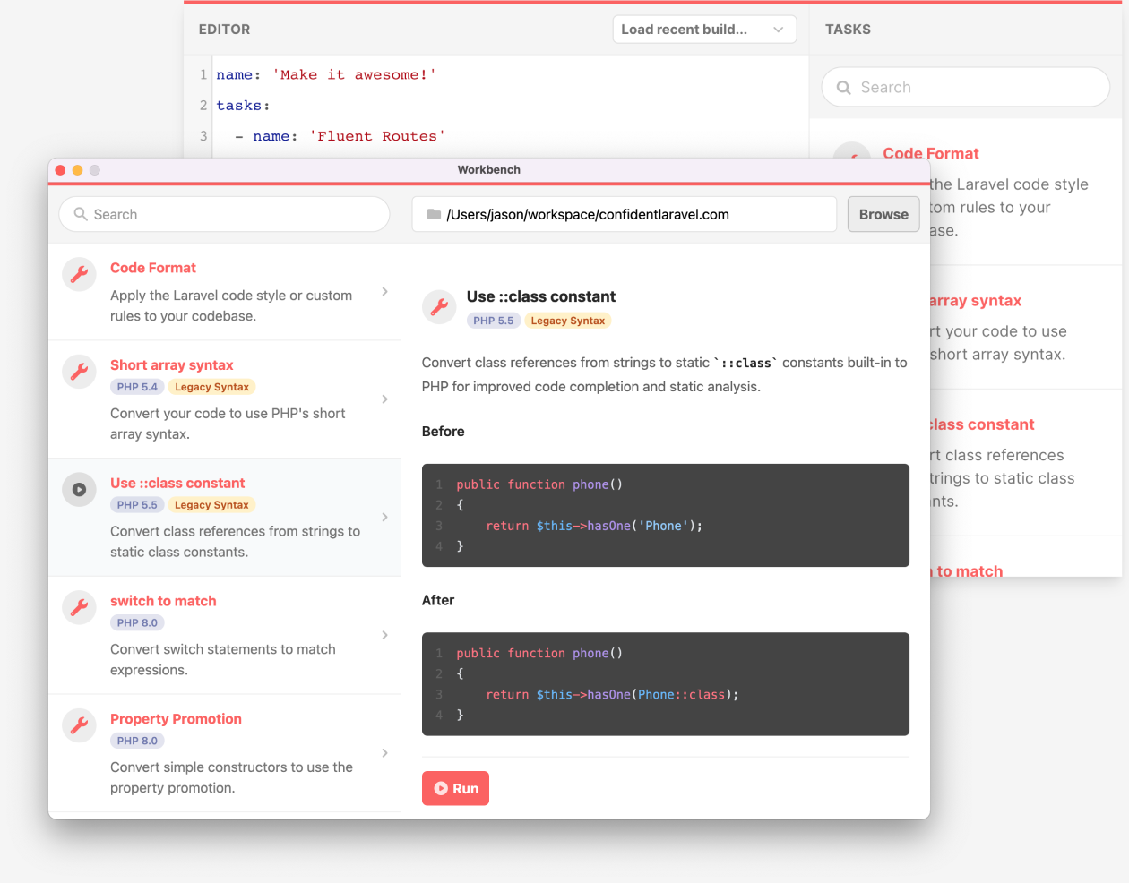 Screenshot of Shift Workbench